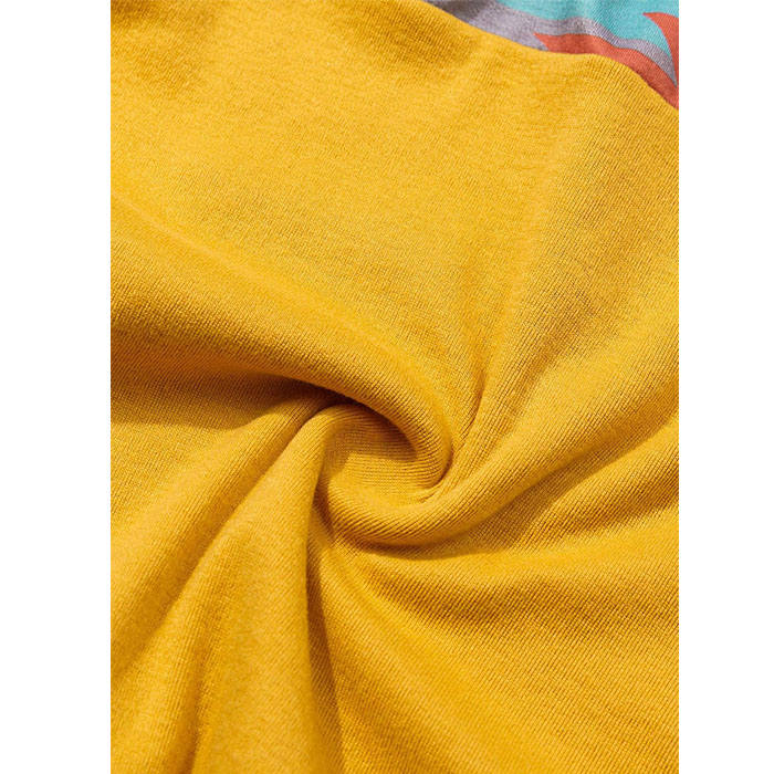 Beakey Women Turtleneck Color Block Pullover Sweatshirt Tops With Pockets-Yellow-HY201028