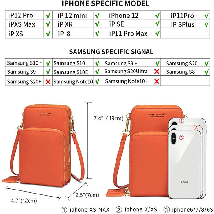 Beakey Crossbody Phone Bag for Women Small Shoulder Bag Cell Phone Wallet Purses and Handbags with 14 Credit Card Slots-Orange