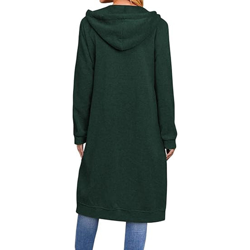Beakey Womens Zip Up Hoodies Long Sleeve Oversized Jacket with Pockets-Dark Green