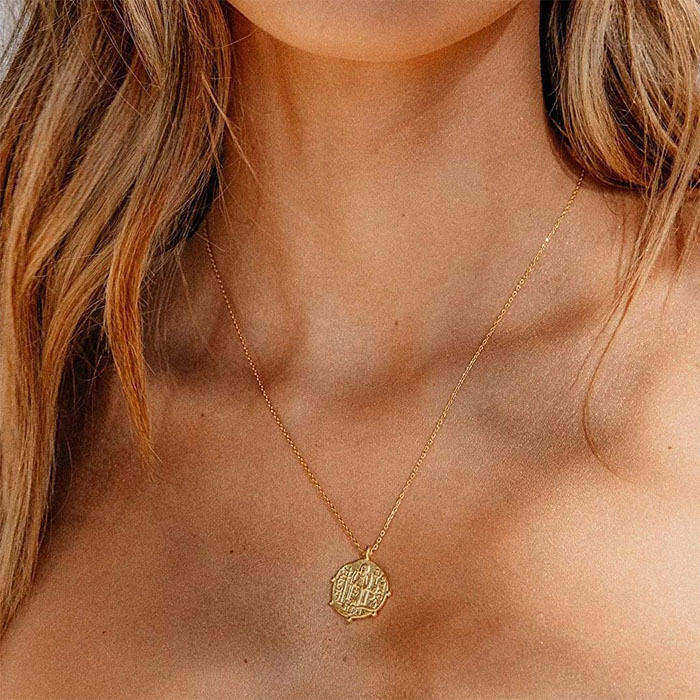 Beakey Simple Cute Long Pendant Necklace Oval Link Choker Double Layer Jewery-Coin-GL-0023A