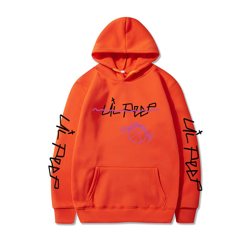 Beakey Unisex Hoodie for Winter with Front Pocket Letter Print Sweatshirt-OrangeB