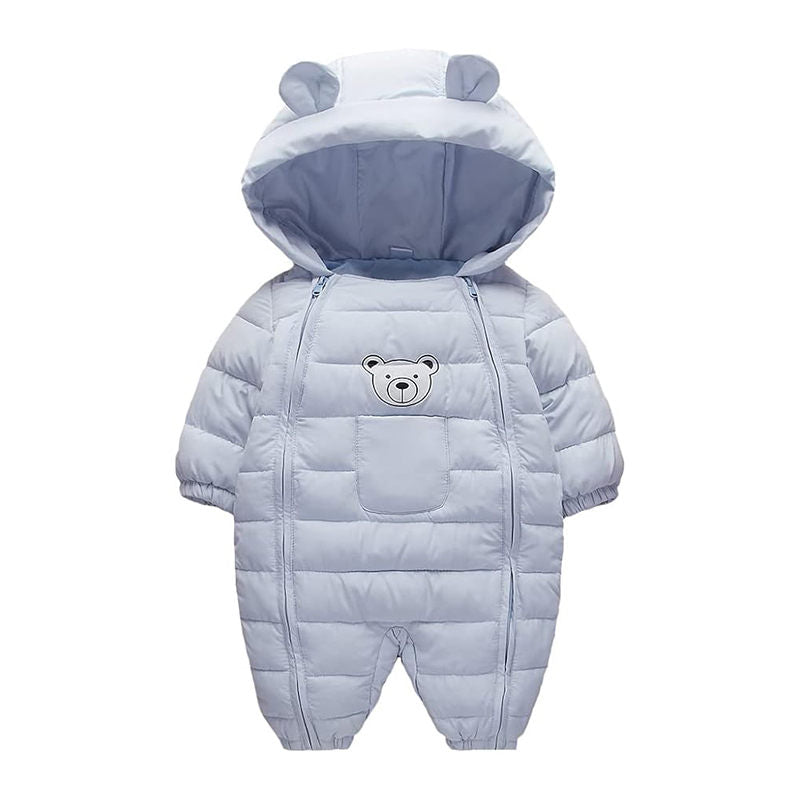 Beakey Baby Warm Romper with Bear Hood Winter Snowsuit for 0-18 Months-Light Blue