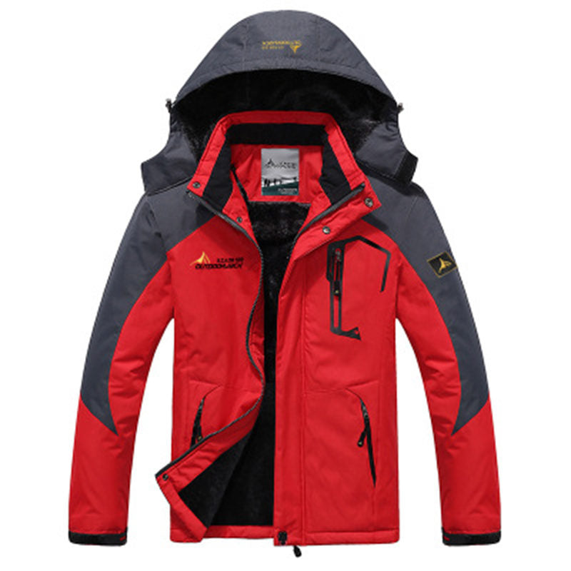 Beakey Mens Winter Coat Fleece Lined Waterproof Snow Ski Jacket with Hood-Red