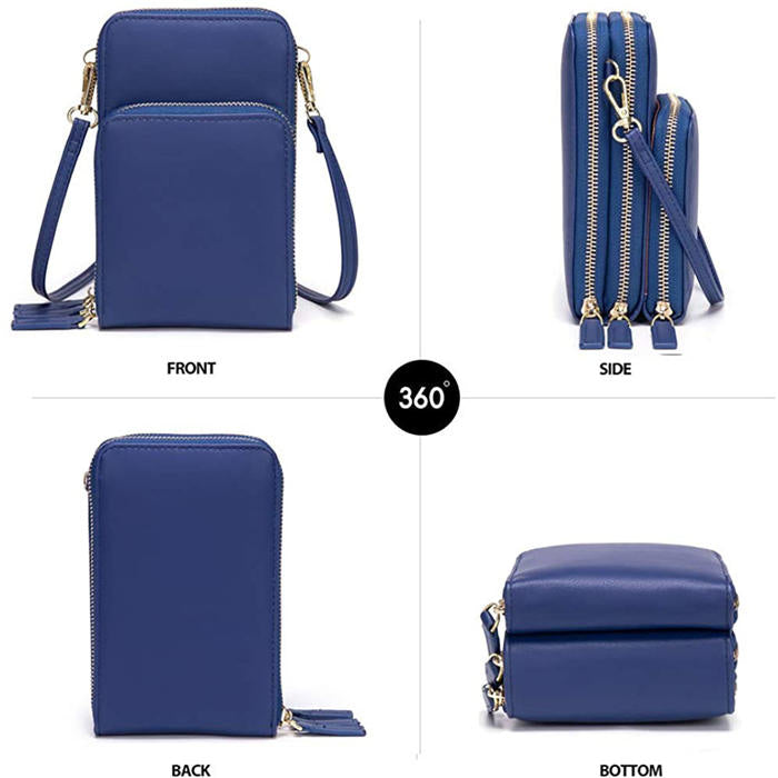Beakey Crossbody Phone Bag for Women Small Shoulder Bag Cell Phone Wallet Purses and Handbags with 14 Credit Card Slots-Darkblue