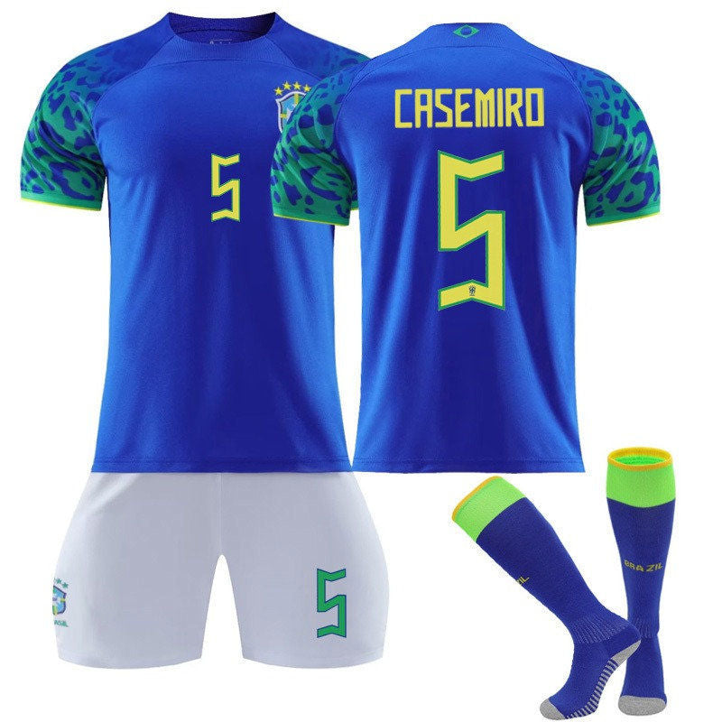 Beakey CASEMIRO #5 Brazil Away B-Jersey 2022/23 Soccer B-Jersey Kit Football T-shirt Set For Adult Kids