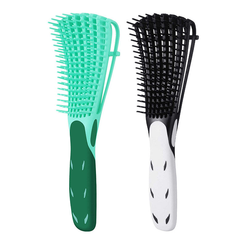 Beakey 2 Pack Detangling Brush for Curly Hair Detangler Brush for Wet Dry Long Thick Curly Hair-GreenWhite
