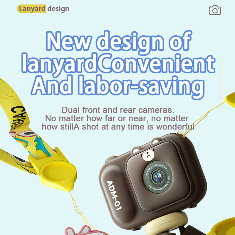 Beakey Kids Selfie Camera Digital Video with Silicone Cover for 3-8 Year-Brown