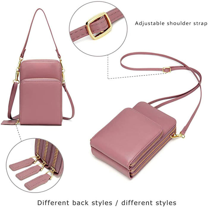 Beakey Crossbody Phone Bag for Women Small Shoulder Bag Cell Phone Wallet Purses and Handbags with 14 Credit Card Slots-Pink