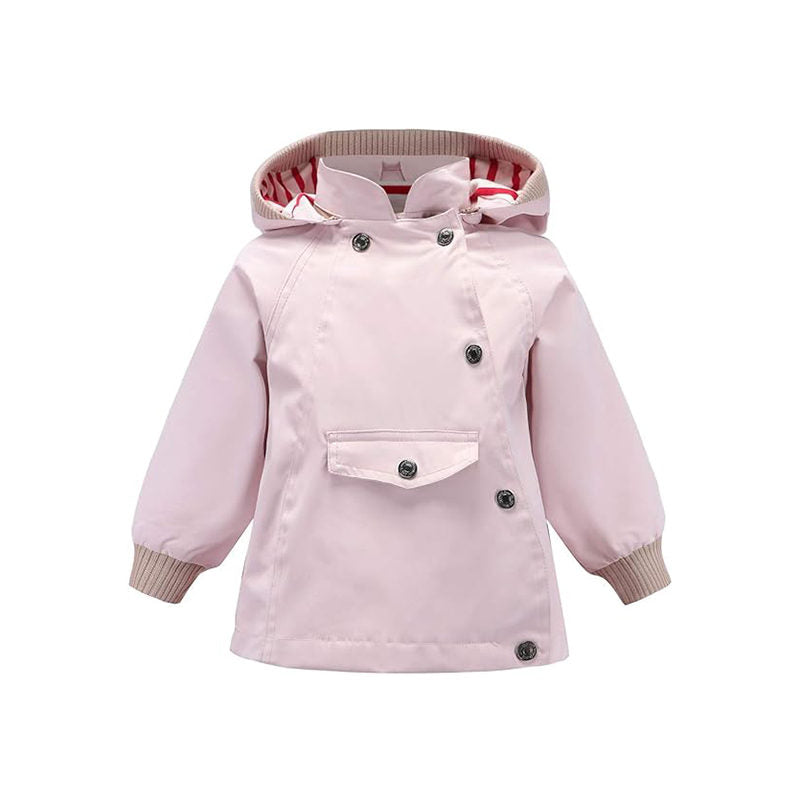 Beakey Kids Rain Jacket with Removable Hood Windproof for Spring Fall-Light Pink
