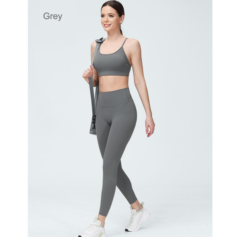 Beakey Womens Yoga Pants Breathable Naked Feeling Fitness Leggings-Grey