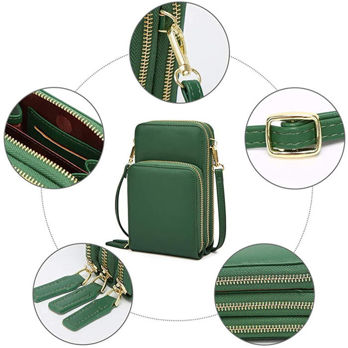 Beakey Crossbody Phone Bag for Women Small Shoulder Bag Cell Phone Wallet Purses and Handbags with 14 Credit Card Slots-Darkgreen