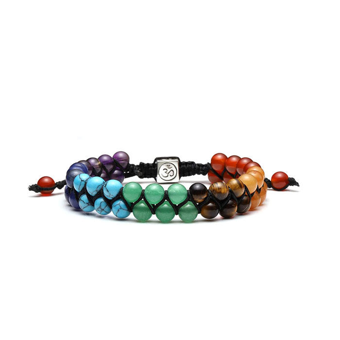 Beakey Bead Bracelet 7 Chakras Healing Crystals Bracelet Stone Beads Double Layer Bracelets-Colourful