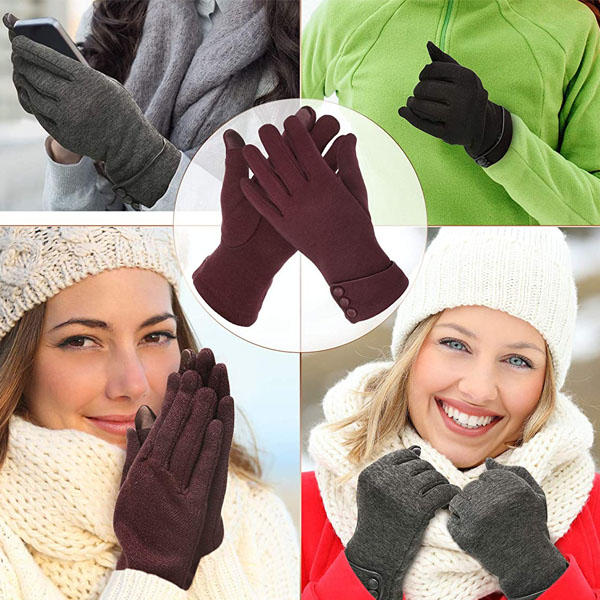 Beakey 3 Pairs Women Winter Gloves Warm Touchscreen Windproof Gloves-BlackGrayBrown