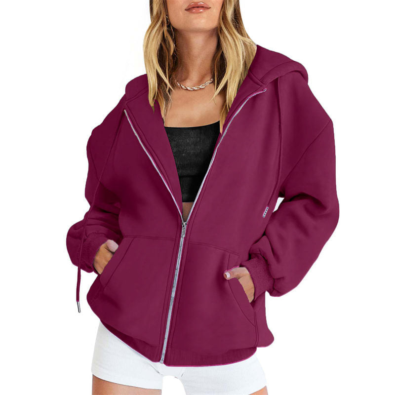 Beakey Womens Zip Up Hoodies with Pockets Y2K Oversized Sweatshirts-Purple
