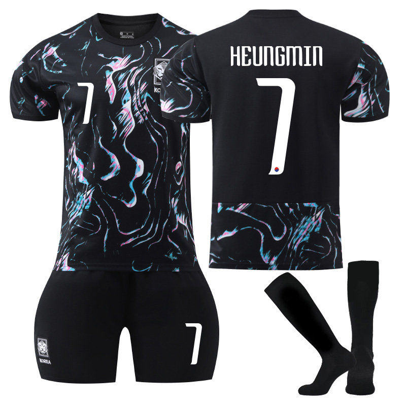 Beakey HEUNGMIN #7 Korea Away Jersey Soccer Jersey Kit Football T-shirt Set for Adult Kids