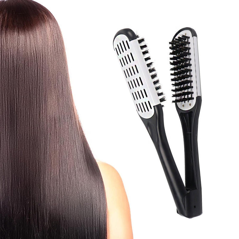 Beakey Boar Bristle Hair Brush Double Sided for Straightening Curling-White