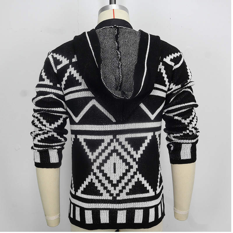 Beakey Mens Knitted Cardigan with Hood Long Sleeve Slim Fit Sweater