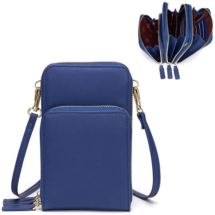 Beakey Crossbody Phone Bag for Women Small Shoulder Bag Cell Phone Wallet Purses and Handbags with 14 Credit Card Slots-Darkblue