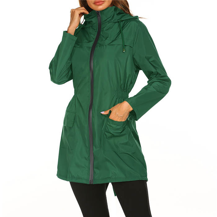 Beakey Rain Jackets Womens Lightweight Hooded Waterproof Outdoor Hiking Clothes-Grass Green-HYY0726