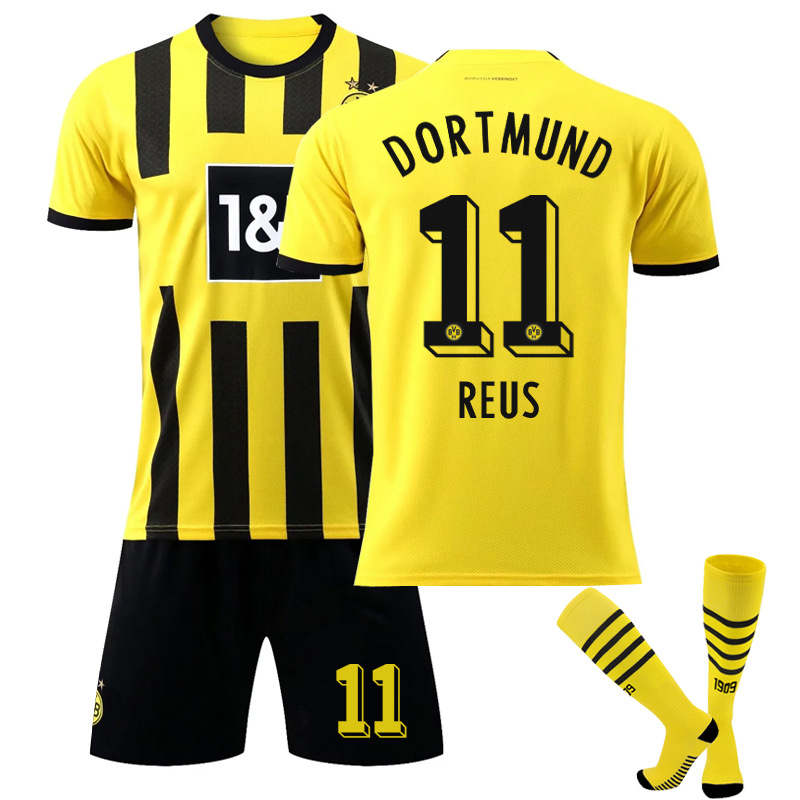 Beakey Dortmund Home Jersey 2022-23 REUS #11 Soccer Jersey Kids Adult 3-Pieces Jersey Kits