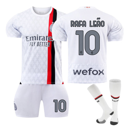 Beakey AC Milan Away Jersey RAFA LEAO #10 Soccer Jersey Kids Adult 3-Pieces Jersey Kits
