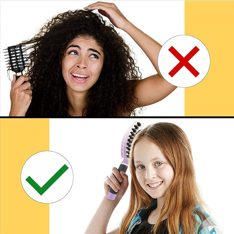 Beakey Hair Detangling Brush Fast Drying Styling Massage Hairbrush for Long Thick Curly Tangled Hair-GradientPink