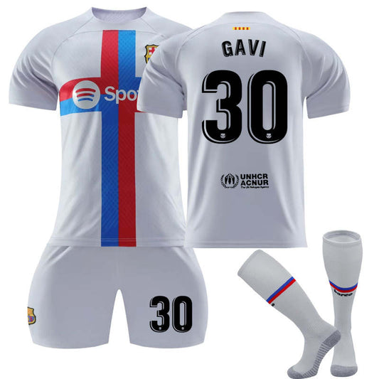 Beakey FC Barcelona Second Away Jersey 2022-23 GAVI #30 Soccer Jersey Kids Adult 3-Pieces Jersey Kits