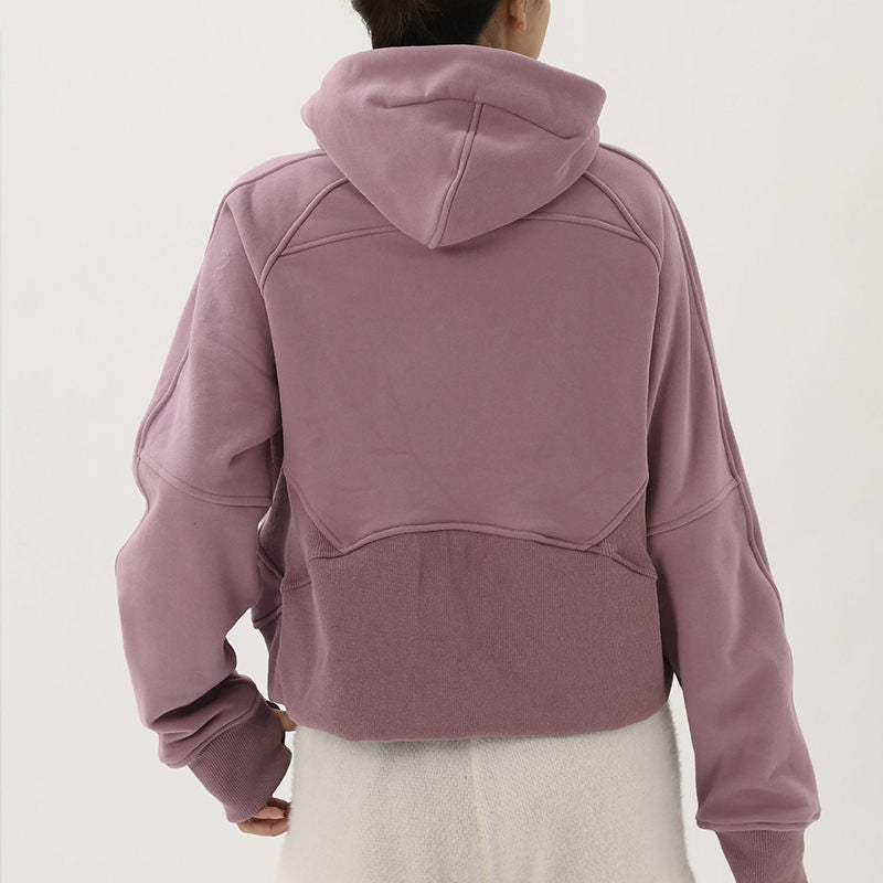 Beakey Womens Full-Zip Up Hoodies with Pockets Thumb Hole Fleece Jacket-Purple