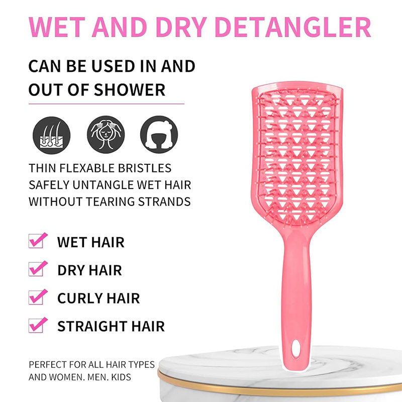 Beakey 2PACK Detangling Scalp Brush Untwisted Haibrush Anti-static Massage Paddlebrush for Men and Women-Pink Purple