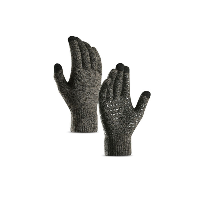 Beakey Winter Man Gloves Upgraded Touch Screen Anti-Slip Silicone Gel Elastic Cuff Thermal-Gray-DZ32