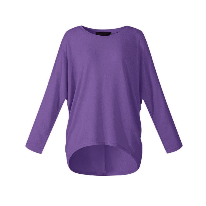 Beakey Women's Batwing Sleeve Off Shoulder Oversized Baggy Tops Casual Sweater-Violet-8889