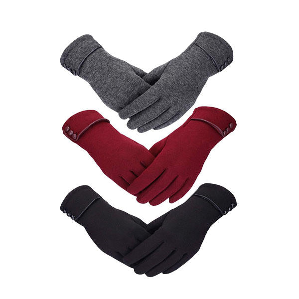 Beakey 3 Pairs Women Winter Gloves Warm Touchscreen Windproof Gloves-BlackGrayWine Red