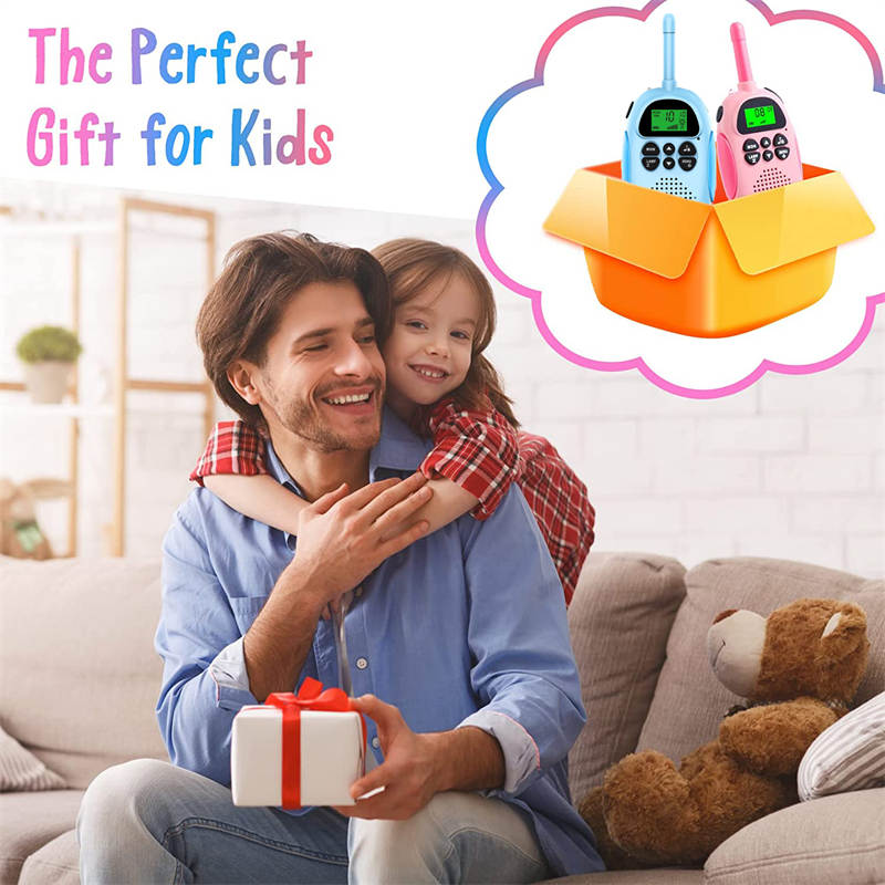 Beakey 2 Pcs Kids Walkie Talkies Rechargeable 22 Channels 2 Way Radio-Pink