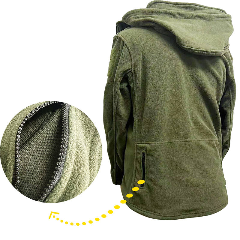 Beakey Military Tactical Jacket for Men Fleece Hooded Coat with Zipper-Army Green