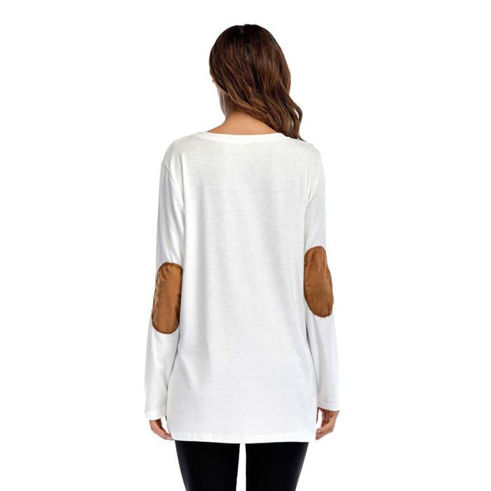 Beakey Women's Long Sleeve Double-breasted Buttons Casual Blouse Tunic Shirt Tops-White-1025