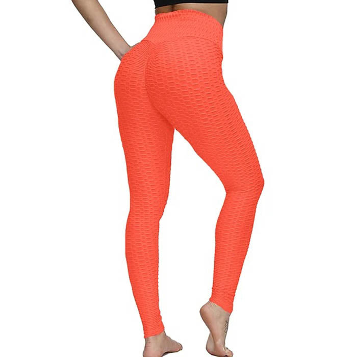 Beakey Women's High Waist Yoga Pants Leggings - Fluorescent Orange