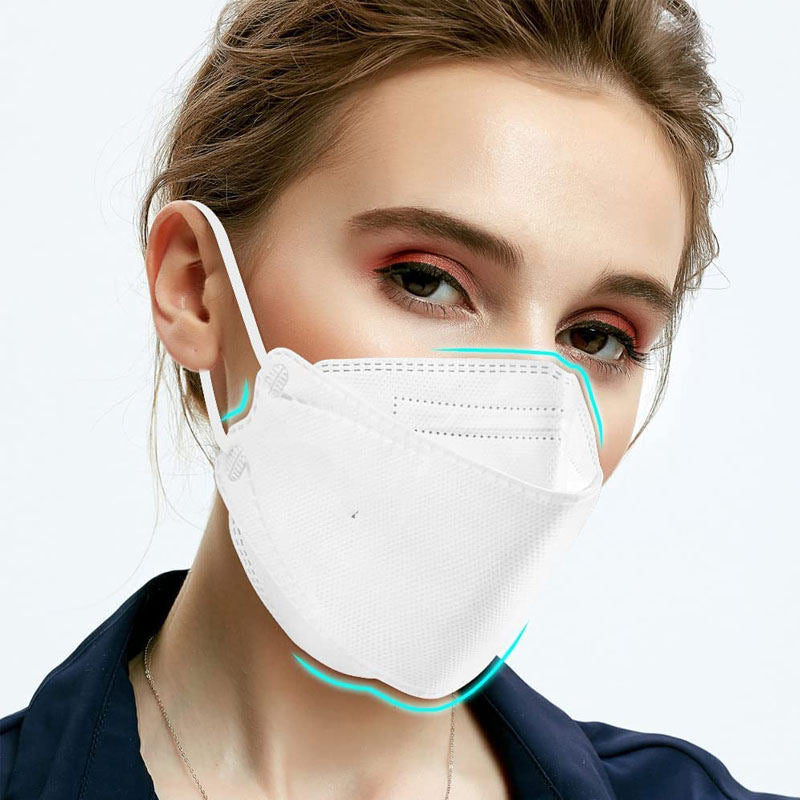 Beakey 4-Ply Breathable 3D Face Masks 50 Pcs for Adults-White