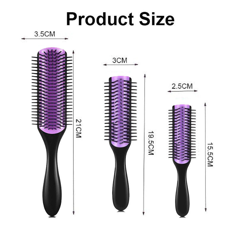 Beakey Wet to Dry Hair Brush 9 Row Anti-Static for Shaping Detangling-Black Purple