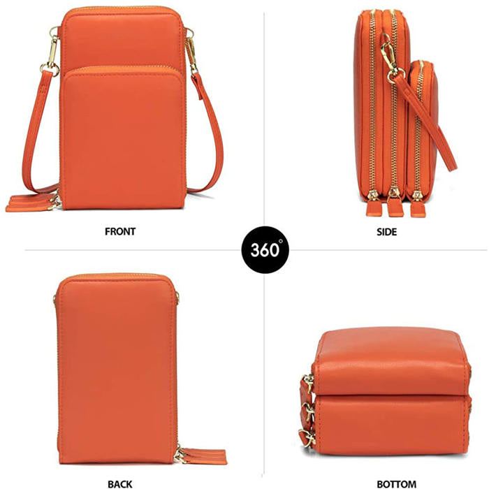 Beakey Crossbody Phone Bag for Women Small Shoulder Bag Cell Phone Wallet Purses and Handbags with 14 Credit Card Slots-Orange
