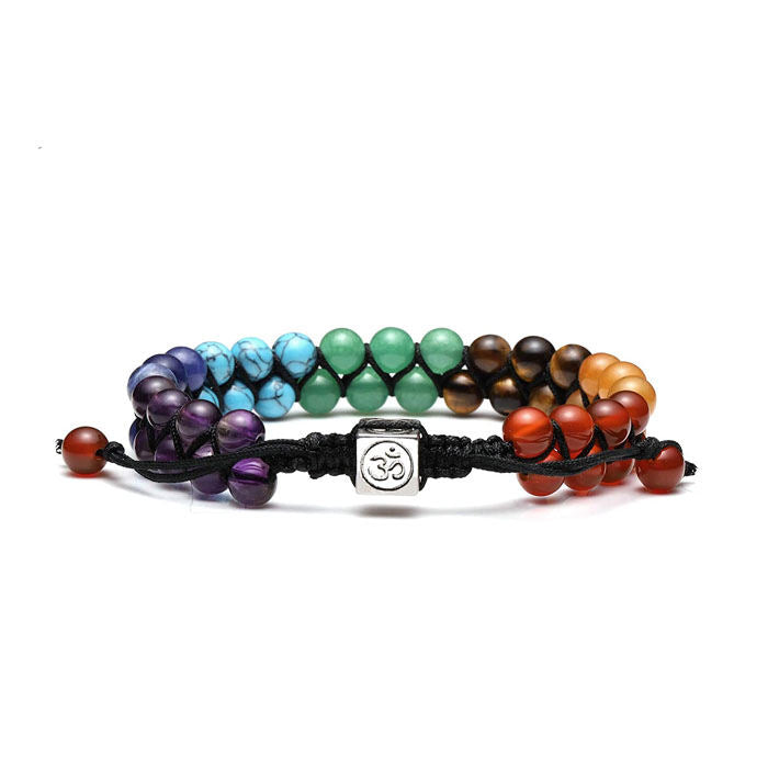 Beakey Bead Bracelet 7 Chakras Healing Crystals Bracelet Stone Beads Double Layer Bracelets-Colourful