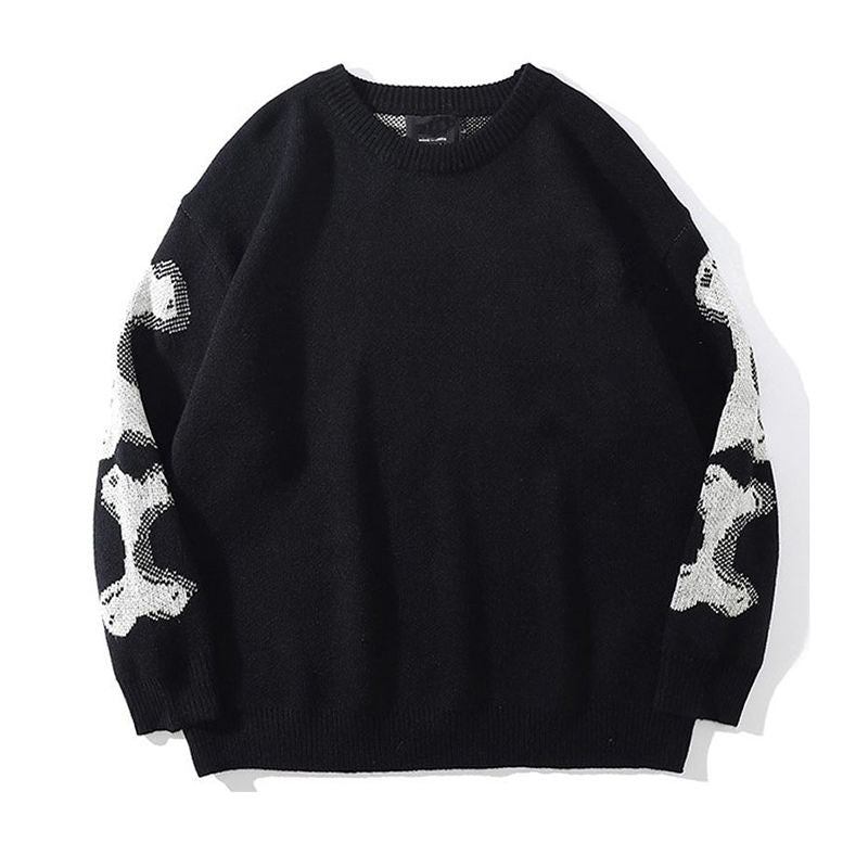 Beakey Mens Oversized Sweater Crewneck Long Sleeve Cable Knit Pullover-Black