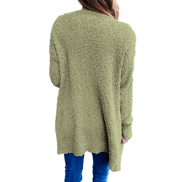 Beakey Women's Winter Long Sleeve Soft Chunky Knit Sweater Cardigan Outwear-Green-YL1305
