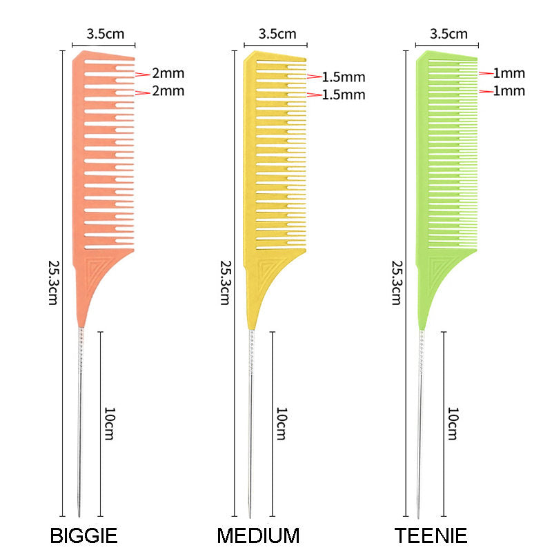 Beakey 3 Pcs Highlighting Combs 3 Sizes with Rat Tail Perfect for Salon-Set3