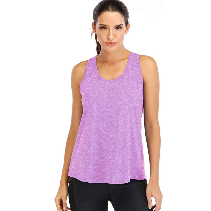 Beakey Workout Tops For Women Loose Fit Mesh Backless Quick-drying Vest-Light Purple-202088