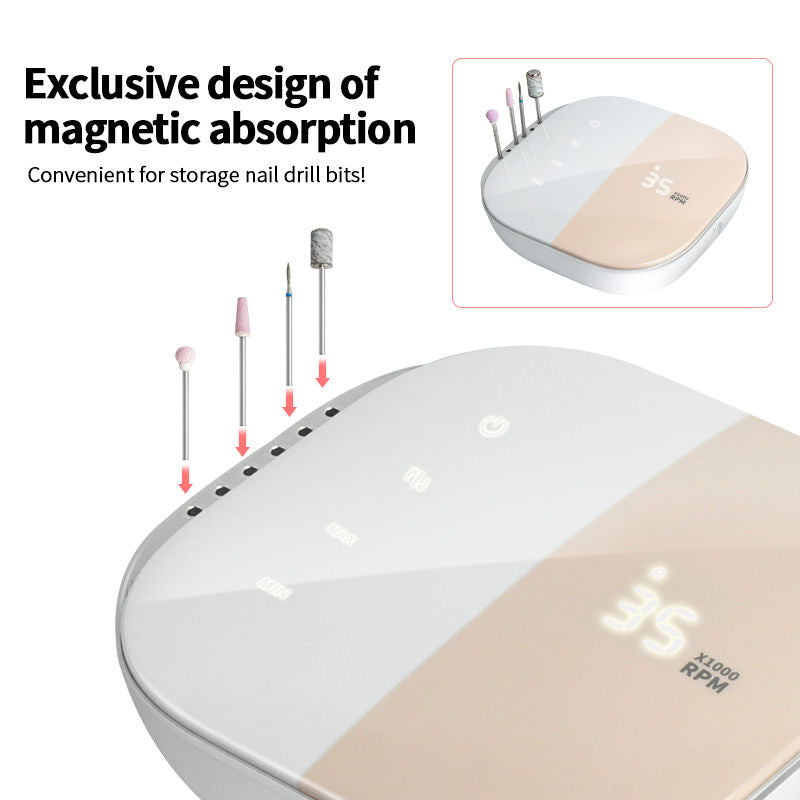 Beakey Electric Nail Drill Machine Set 35000RPM Rechargeable-Pink