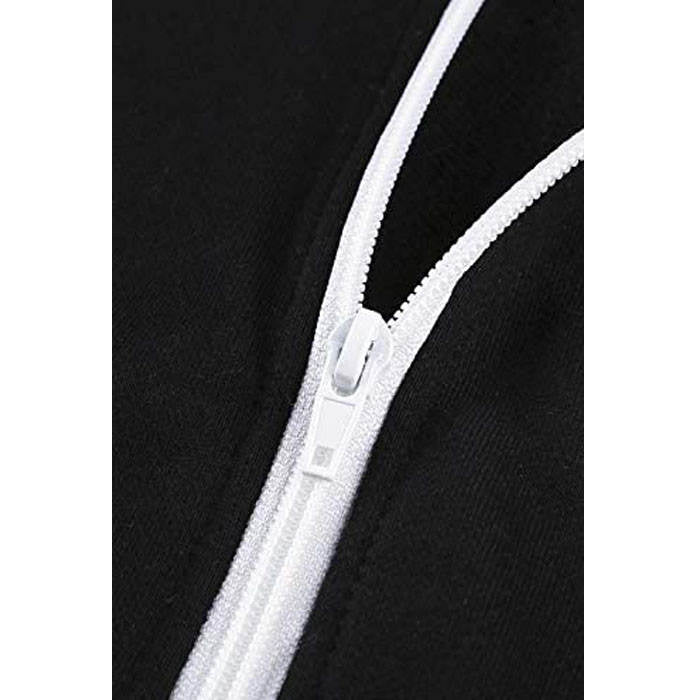 Beakey Womens Solid Color Zip Up Hoodie Long Sleeve Casual Sweatshirts Coat-Black-7052