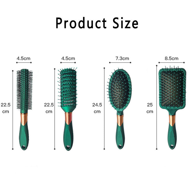 Beakey 4 Pcs Hair Brush Gifts Set for Women Detangling Hairbrush Flexible Soft Pin Bristles for Long Thick Curly Hair-008Green