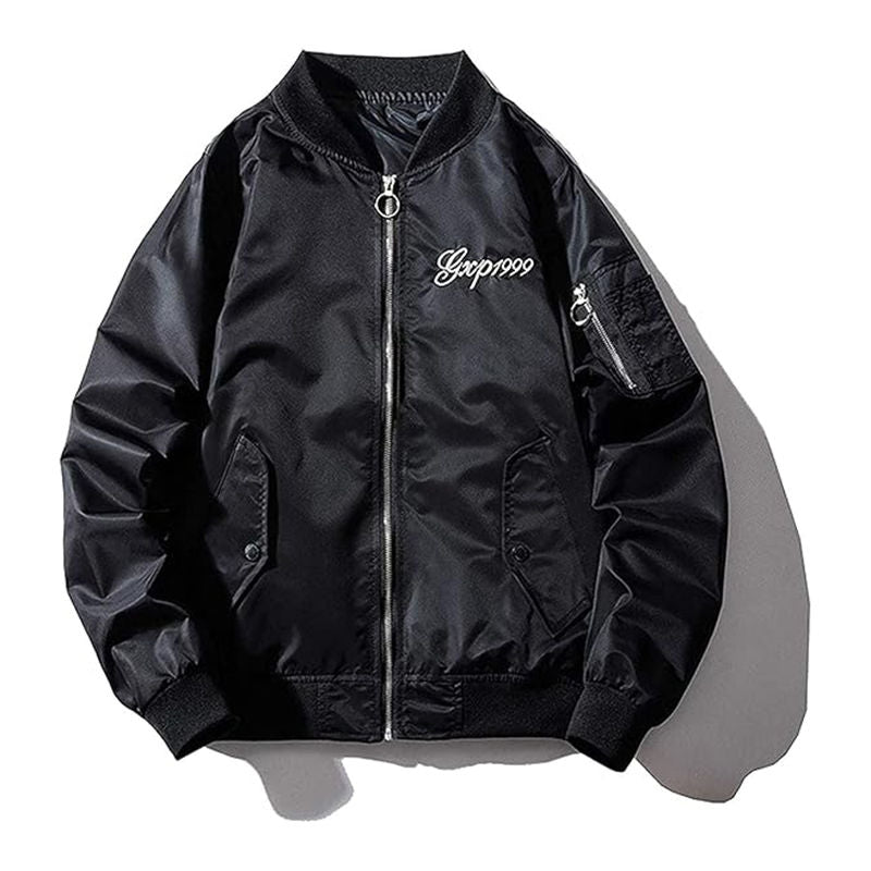 Beakey Cyberpunk Bomber Jackets for Men Embroidery Zipper Windbreaker-A