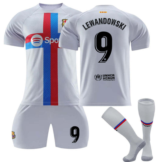 Beakey FC Barcelona Second Away Jersey 2022-23 LEWANDOWSKI #9 Soccer Jersey Kids Adult 3-Pieces Jersey Kits