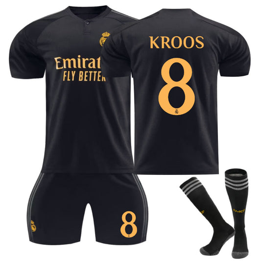 Beakey Real Madrid Second Away Jersey KROOS. #8 Soccer Jersey Kids Adult 3Pcs Jersey Kits